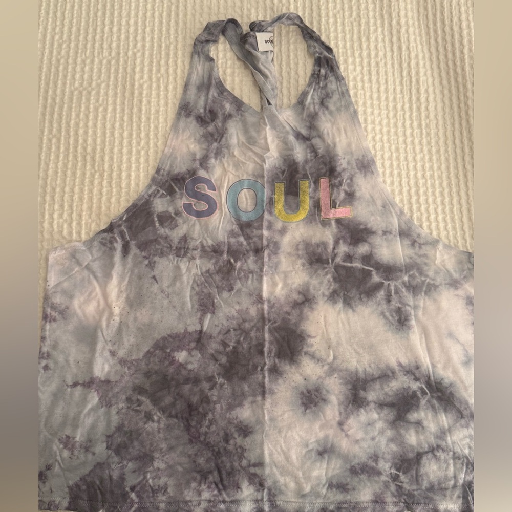 Soulcycle twist back tie-dye tank top